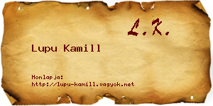 Lupu Kamill névjegykártya